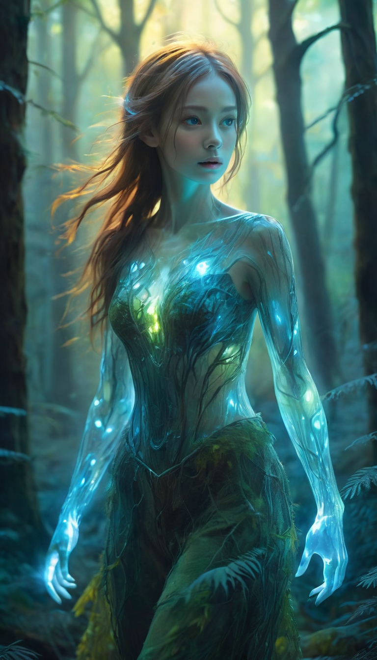 12202-645115678-portrait,In this fantasy-style painting,a girl with a translucent glowing body wanders through a mysterious forest,surrounded by.png